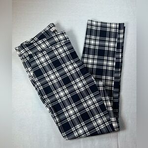 Eliana Rose Navy & White Plaid Slim Ankle Pants - Size 10